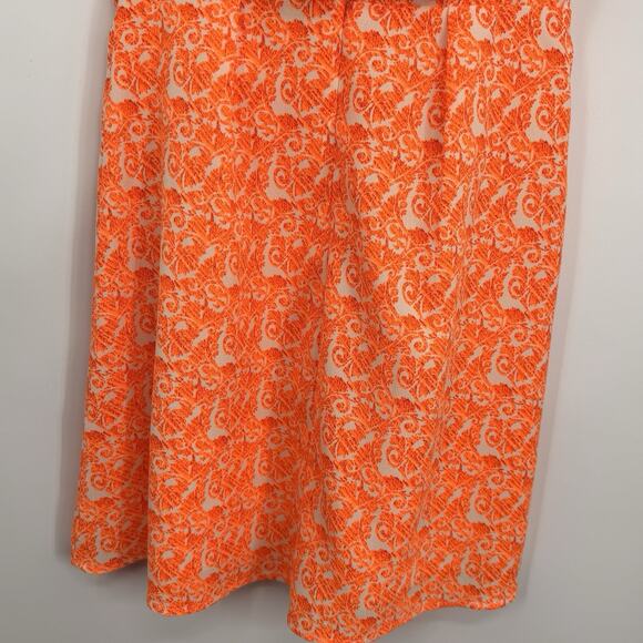 MM Couture Lace Back Sleeveless Sheath Dress Size Small Bright Orange Paisley - Picture 6 of 10